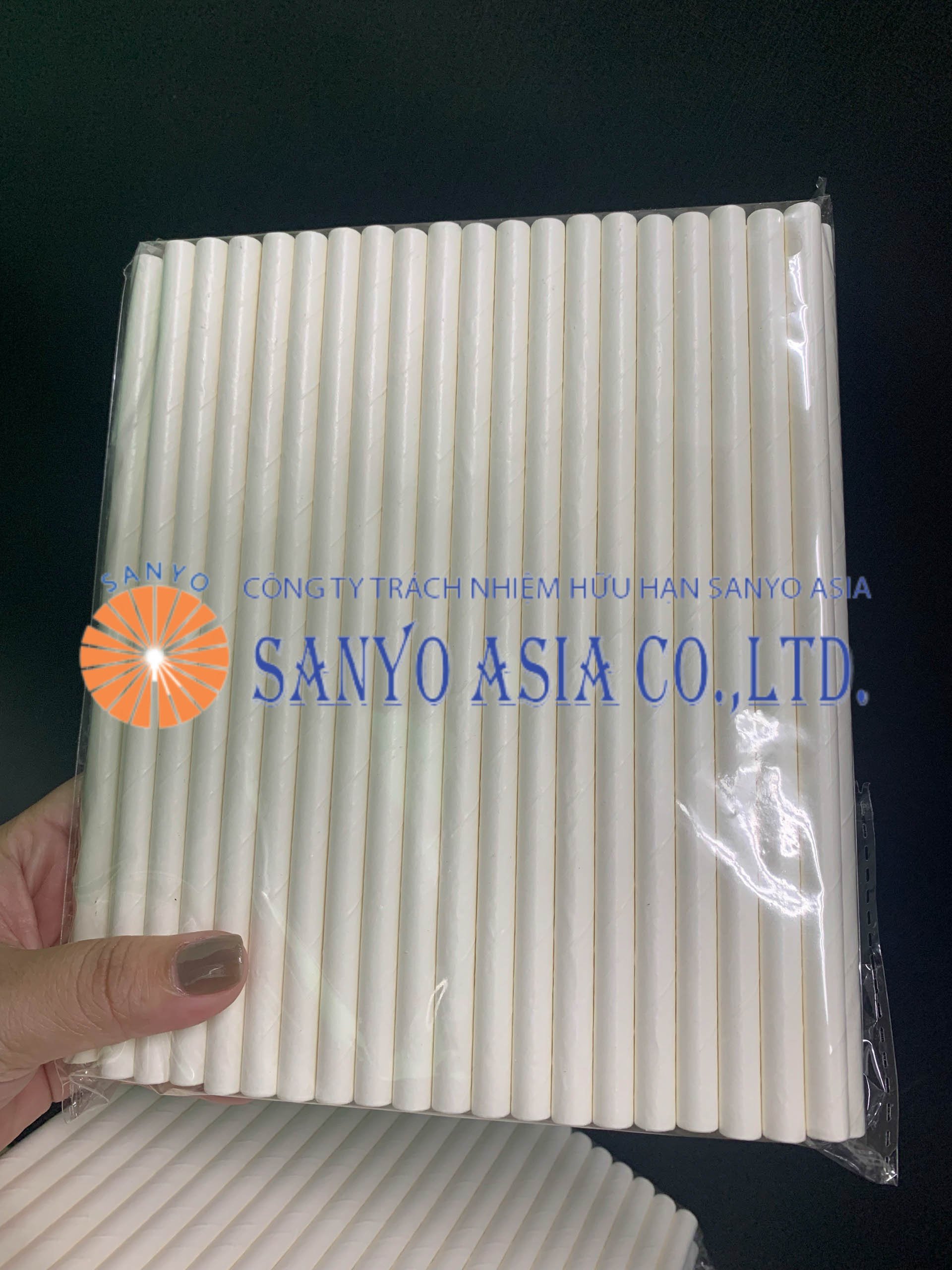 100 ống hút trắng cao cấp phi 8 x 197mm