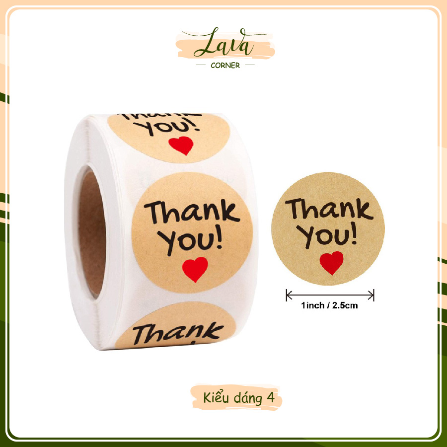 Tem Nhãn Dán Sticker, Miếng Dán Decal Thank You 500 Cái/Cuộn