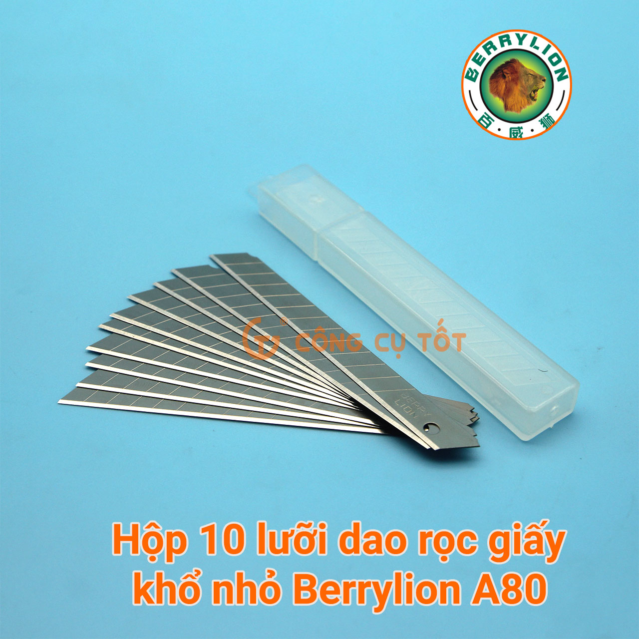 Hộp 10 lưỡi dao rọc giấy khổ nhỏ Berrylion A80