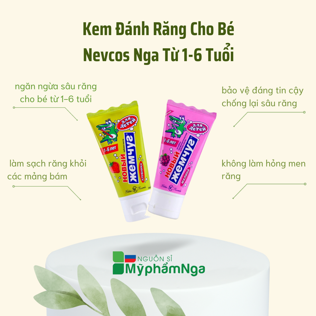 Kem đánh răng cho bé Nevcos Nga từ 1-6 tuổi - Kem đáng răng trẻ em Nga