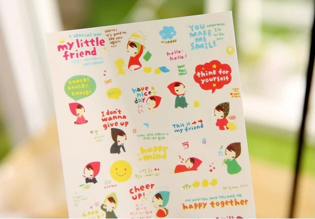 Sticker dán cô bé quàng khăn (6 tờ)