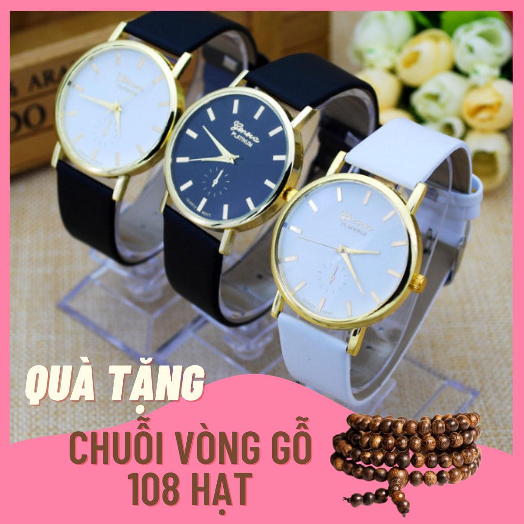 [Quà Tặng HOT TREND] Đồng Hồ Siêu Đẹp Dây Da GENEVA PLATIUM - Mặt Kính Cứng, Dây Da Sang Trọng và Sành Điệu - Phúc An Store Tặng kèm Vòng Gỗ Hương Trầm 108 Hạt Thời Trang Cá Tính. Số lượng có hạn