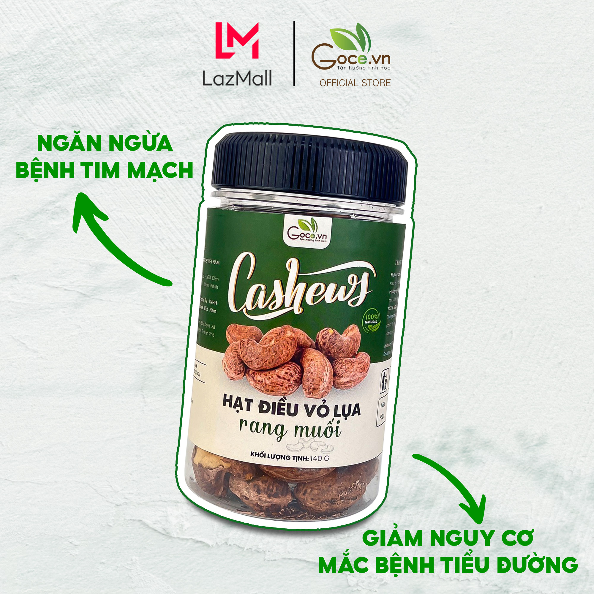 Hạt điều vỏ lụa rang muối Goce - 140g