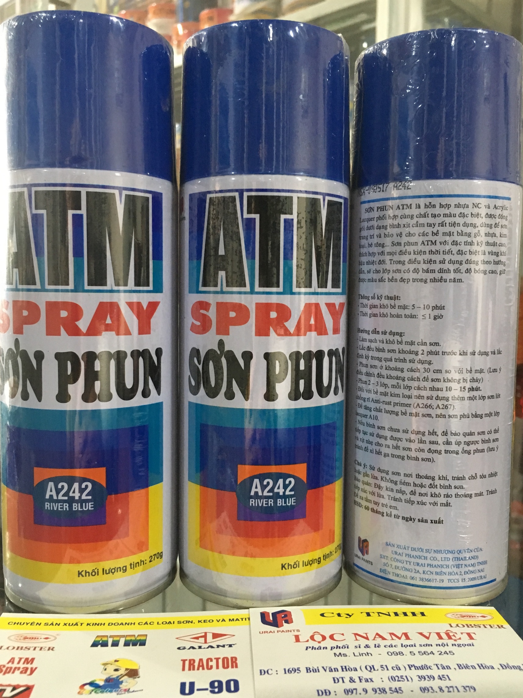 Sơn phun, sơn xịt ATM màu xanh dương A242