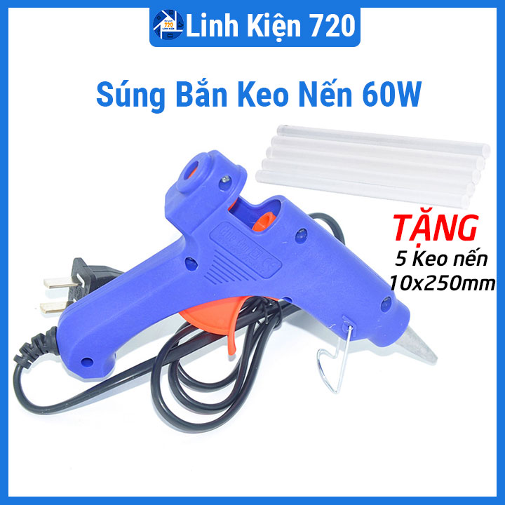 Súng bắn keo nến 220vac 60w tặng 5 cây keo nến lớn 10mm
