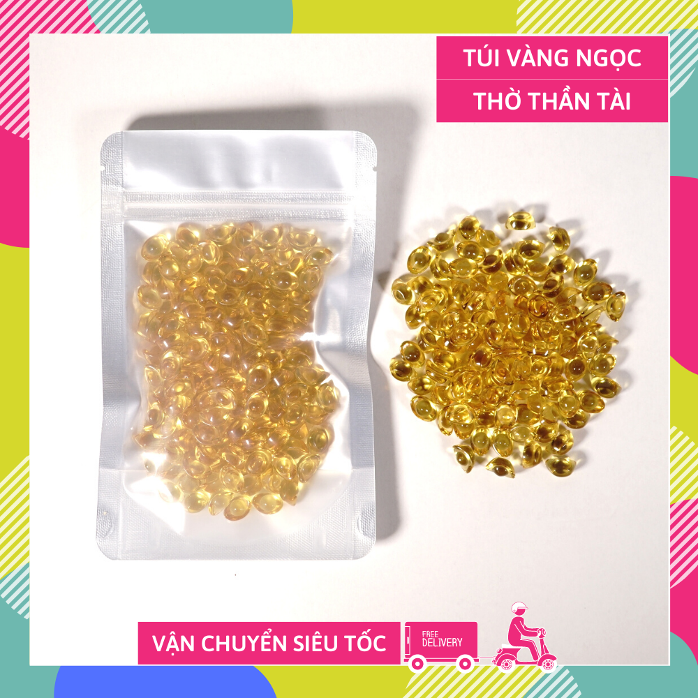 Thỏi vàng thủy tinh phong thủy đặt bàn thờ, trang trí tiểu cảnh siêu đẹp - Túi 100g