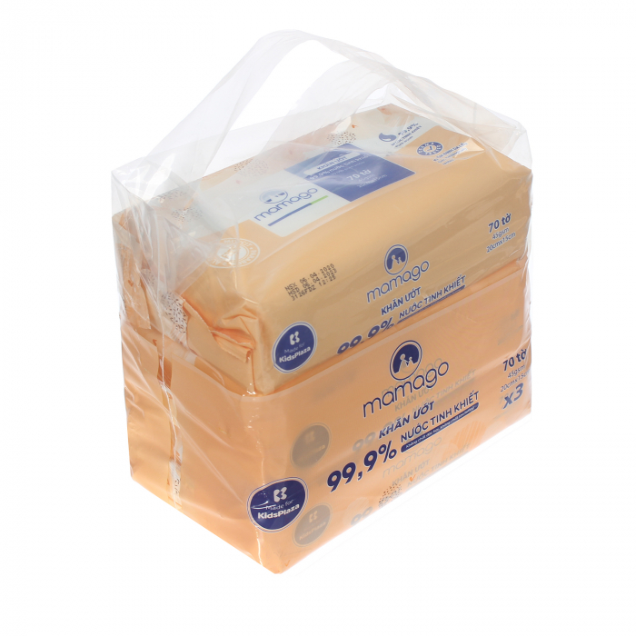 Combo 3 gói khăn ướt tinh khiết Mamago 70pcs MMG