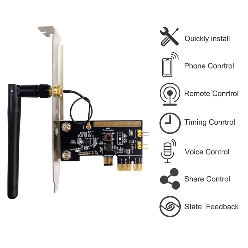 WiFi Wireless Smart Switch Relay Module Mini PCI-E Desktop Switch Card Restart Switch Turn On/OFF PC Remote Control