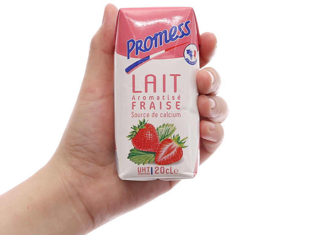 [Thùng 24 Hộp] Sữa Tươi Vị Dâu Promess 200ml - Nhập Khẩu Pháp