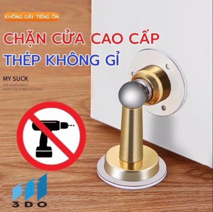 Bộ Chặn Cửa Cao Cấp 3DO - inox 304 Không Gỉ - Không Khoan Đục - Sử Dụng Băng Dính 3M - Nam Châm Hút Cực Mạnh.Bảo hành 12 tháng