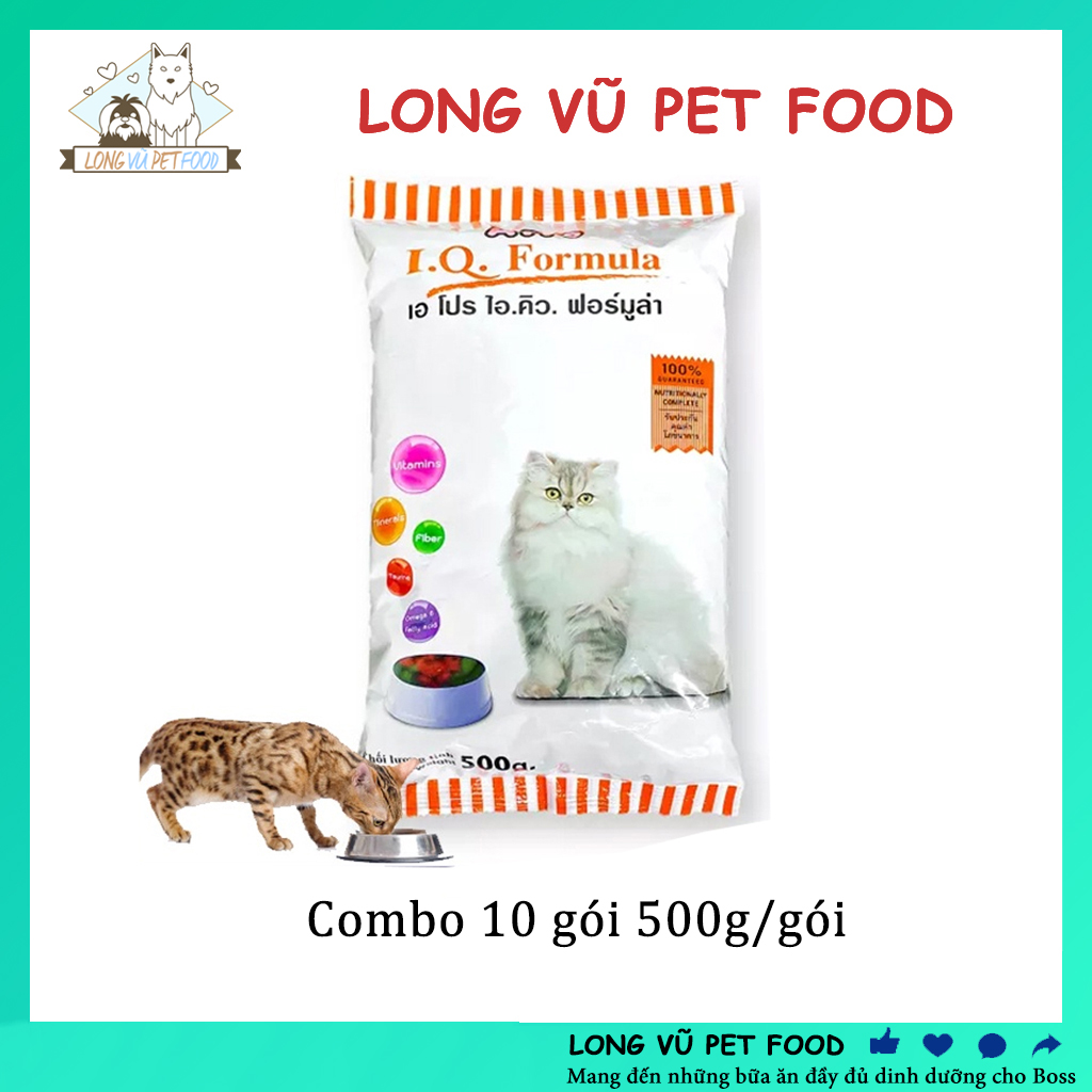 Combo 10 gói Thức ăn cho mèo Apro IQ Formula 500g dành cho mèo mọi lứa tuổi, hạt cho mèo - Long Vũ Pet Food