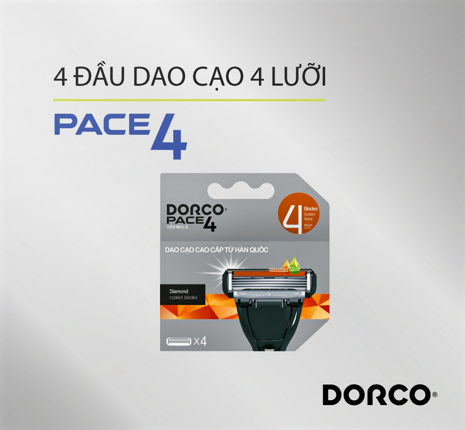 Vỉ 04 Đầu Cạo 4 Lưỡi DORCO PACE 4