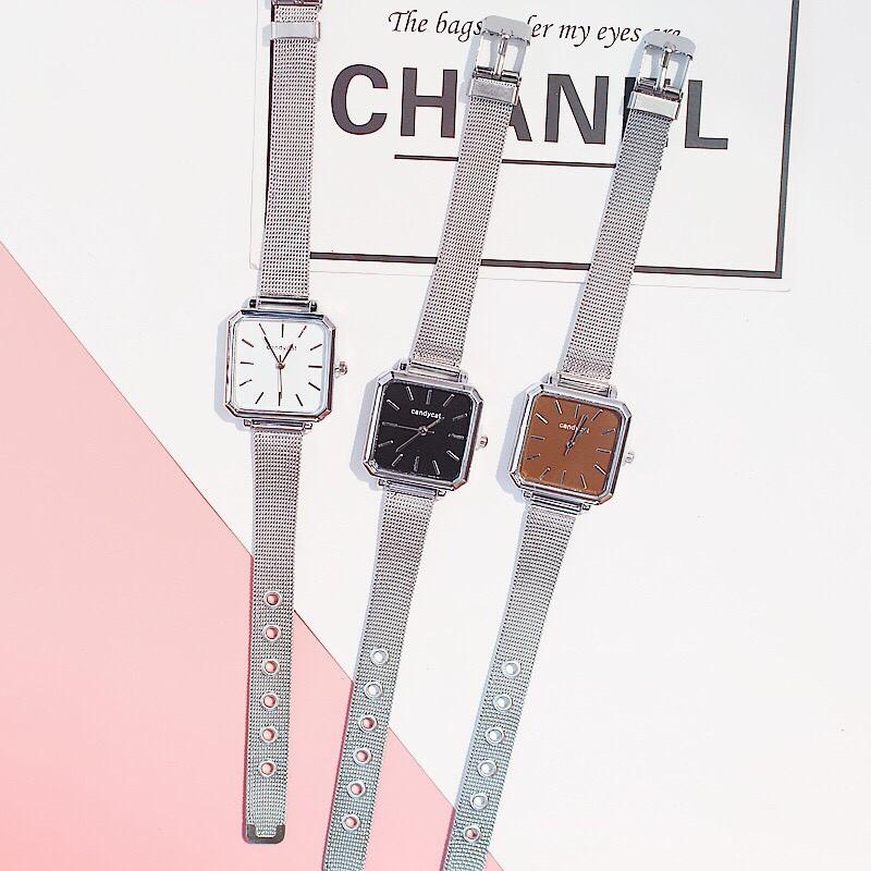 Đồng hồ thời trang nữ Candycat dây lưới mặt vuông T114