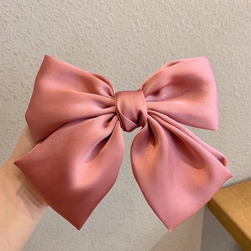 Kẹp tóc phối nơ bản to vải satin cao cấp kẹp tóc nơ hàn quốc kẹp tóc nữ nơ lụa hàn quốc xinh xăn - dây buộc tóc nữ nơ to xinh xắn