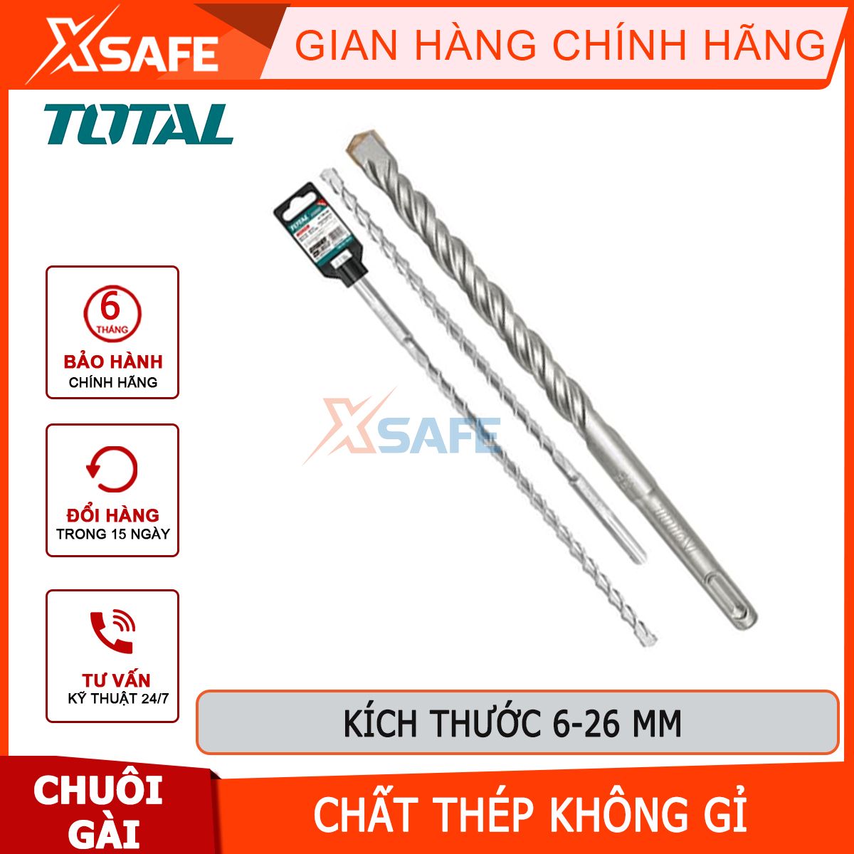 Concrete drill bits shank tuck total TAC310601, material drill made from high grade steel, hard, drill wall, concrete effect