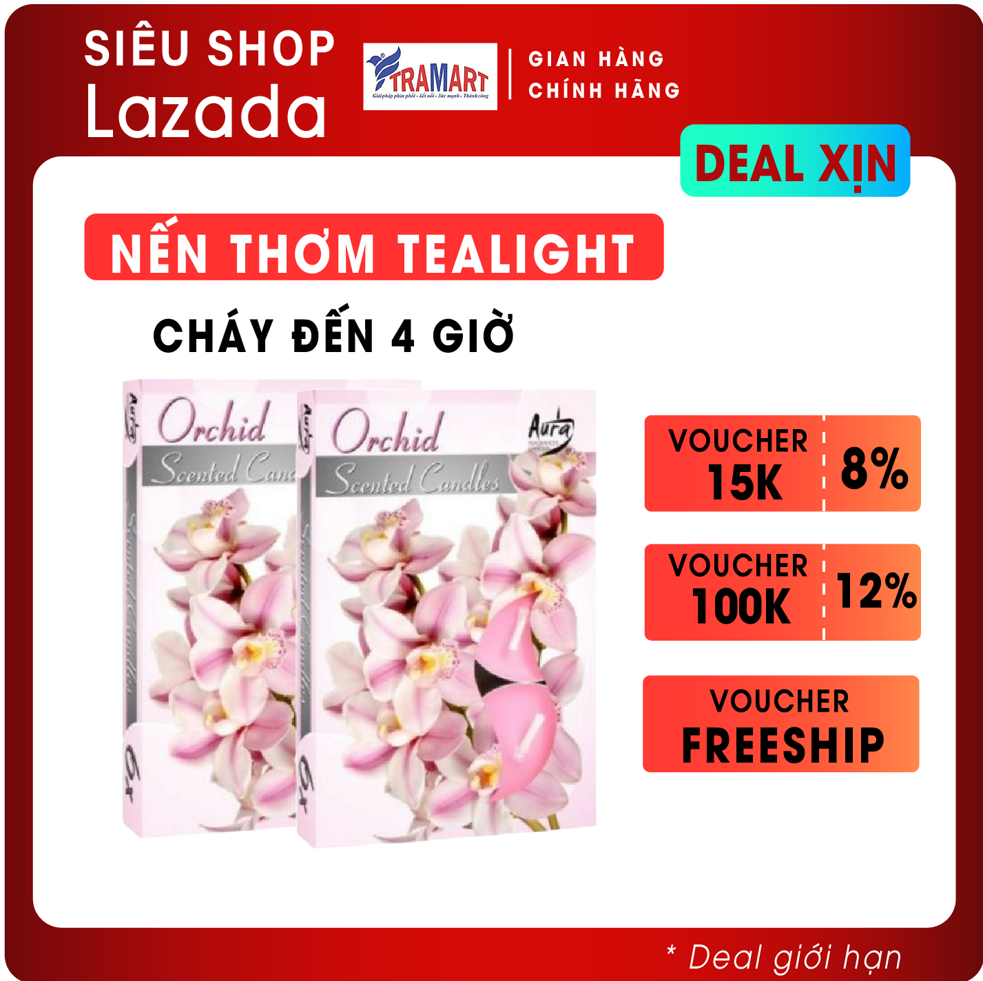 Bộ 2 Hộp nến thơm Tealight Bispol Orchid BIS1144 (Hương hoa lan rừng)