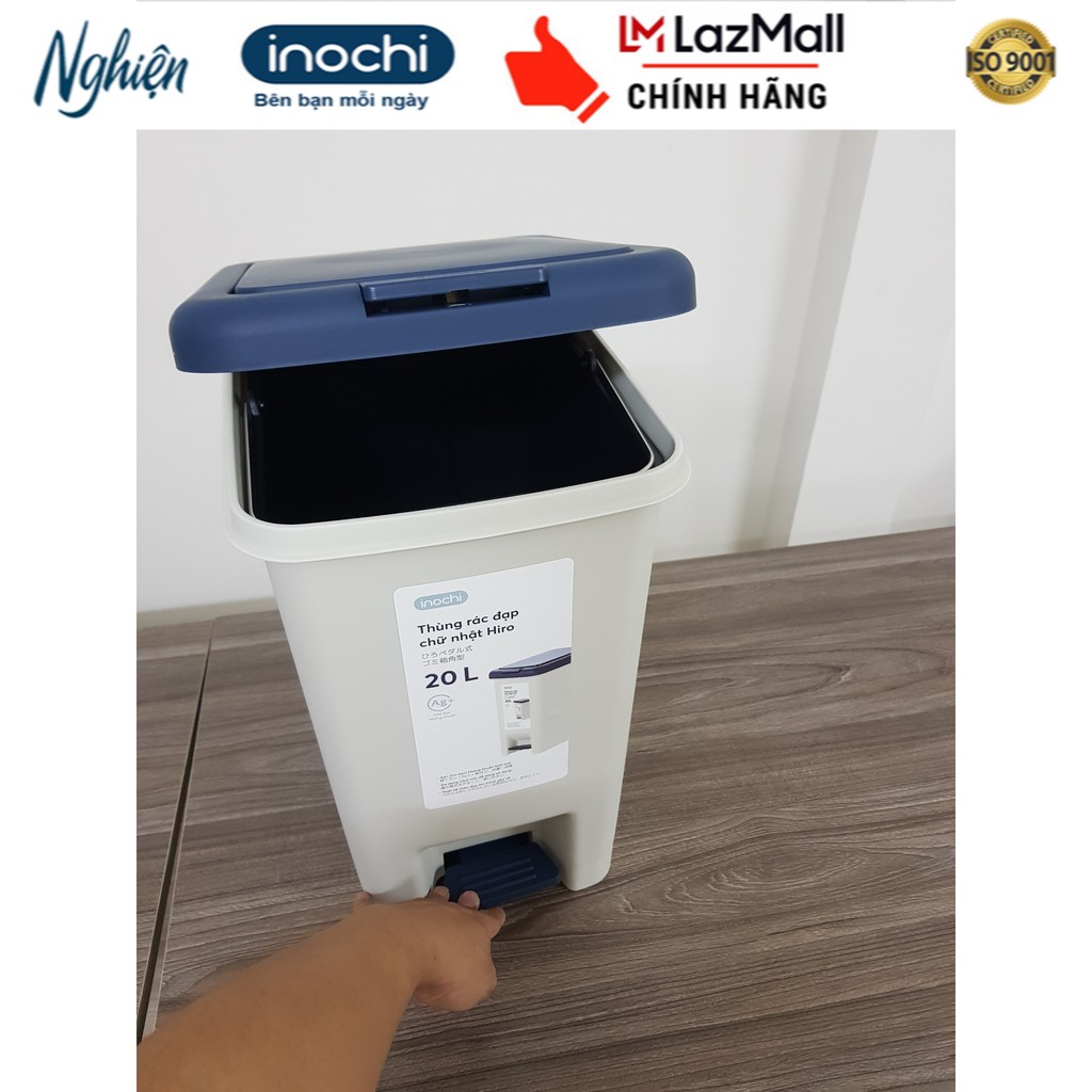 Thùng rác đạp chữ nhật Hiro 20L cao cấp nhật Bản (Kèm ruột)