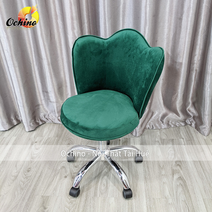 Ghế Trang Điểm Xoay Bánh Xe, Ghế makeup Mẫu Sen Cách Điệu Điều chỉnh độ Cao từ 45 đến 55cm (Có Sẵn)