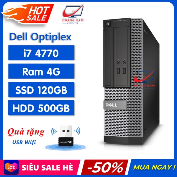 [Trả góp 0%] PC Đồng Bộ Dell ⚡️Freeship⚡️ Máy Bộ Dell i7 - Dell Optiplex 3020/7020/9020 (i7 4770/Ram 4GB/SSD 120GB/HDD 500GB) - Hàng Chính Hãng - Bảo Hành 12 Tháng - Tặng USB Wifi