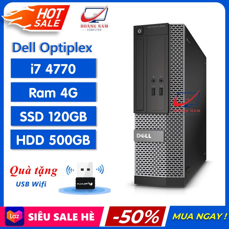 [Trả góp 0%] PC Đồng Bộ Dell ⚡️Freeship⚡️ Máy Bộ Dell i7 - Dell Optiplex 3020/7020/9020 (i7 4770/Ram 4GB/SSD 120GB/HDD 500GB) - Hàng Chính Hãng - Bảo Hành 12 Tháng - Tặng USB Wifi