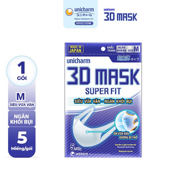 [HCM][CHUẨN UNICHARM NHẬT BẢN] Combo 50 cái khẩu trang Super fit Nhật Bản