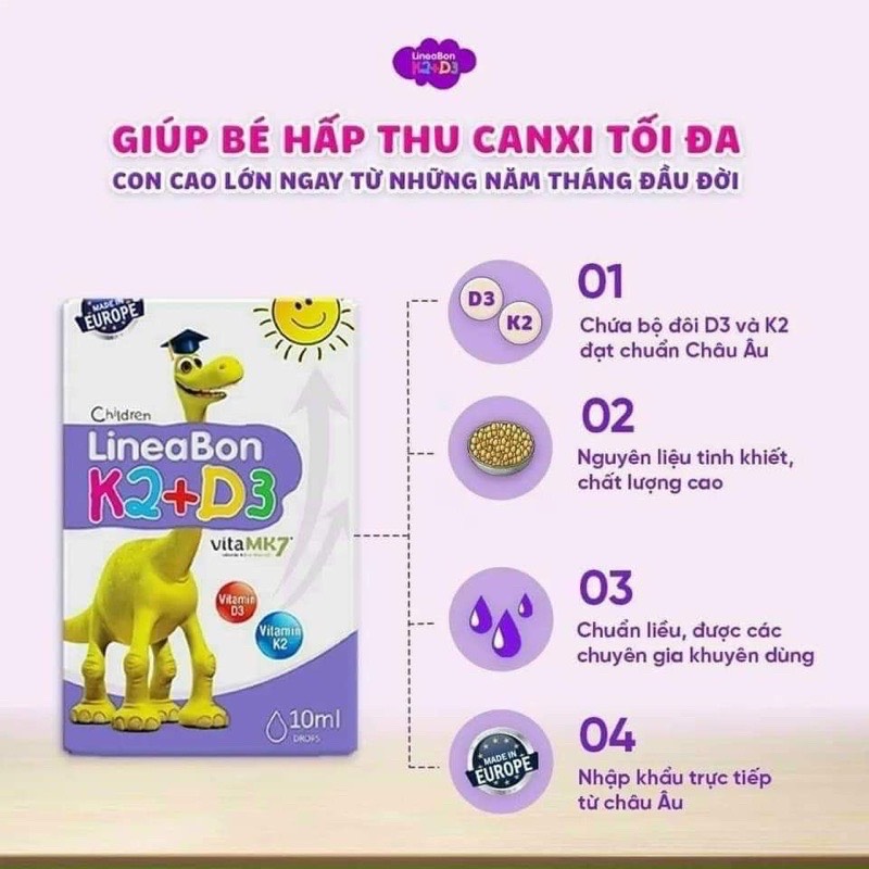 [KÈM QUÀ]LineaBon K2+D3 drops Vitamin K2 D3 tăng chiều cao date mới nhất