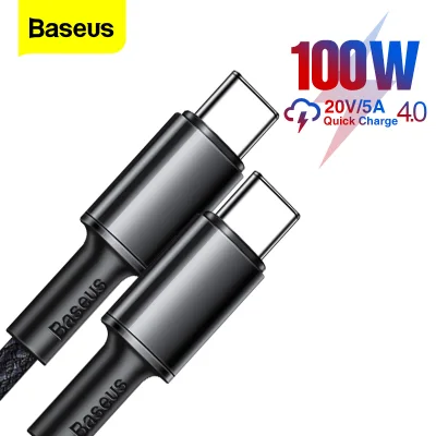 Baseus 1m/2m 100W USB C To USB Type C Cable 5A PD Fast Charging USB-C Type-C Cable For Xiaomi Samsung Huawei Macbook iPad