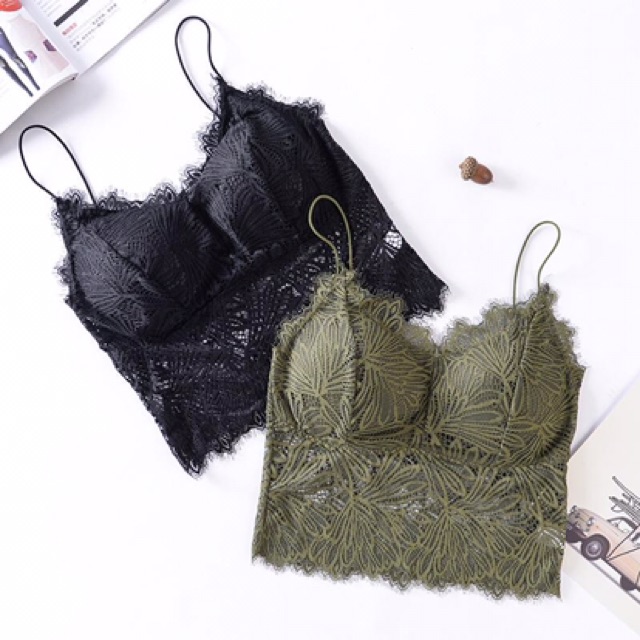 [FreeShipMax] Áo Bra Ren Lá Dáng Lửng