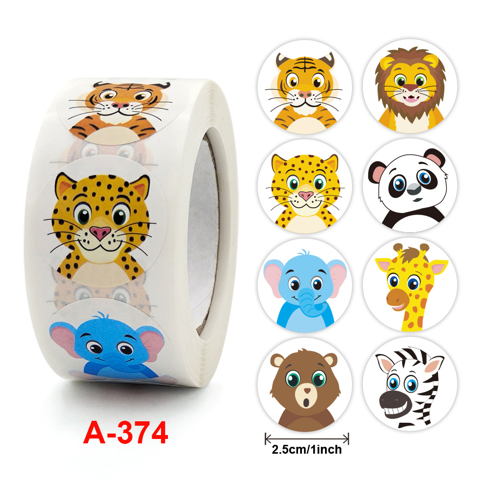 Cuộn 500 tem Sticker Hình thú dễ thương cho bé  - 2.5cm