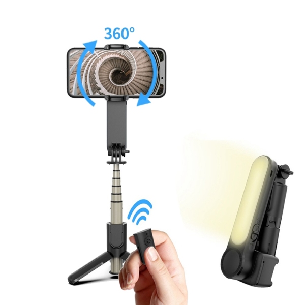 Gimbal Stabilizer Single Axis Stabilizer Bluetooth Selfie Stick Anti-Shake Tripod with Led Fill Light for iPhone/Android