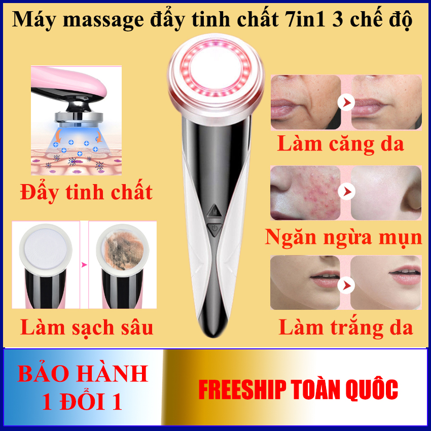 Máy massage mặt đa chức năng 7in1 đẩy tinh chất giảm nếp nhăn nâng cơ mặt