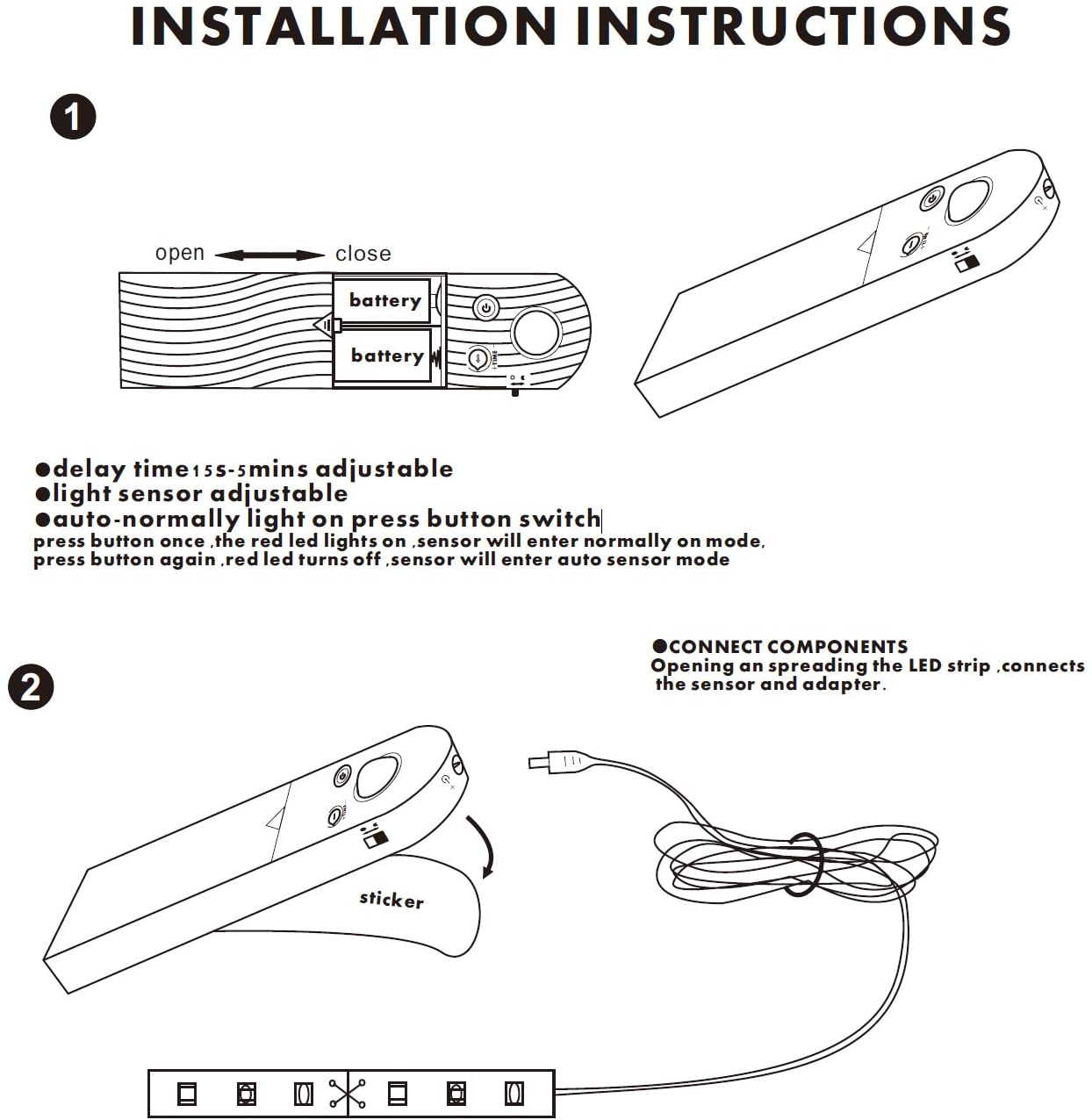 [HCM]Battery Powered LED Strip Motion Sensor Night Light