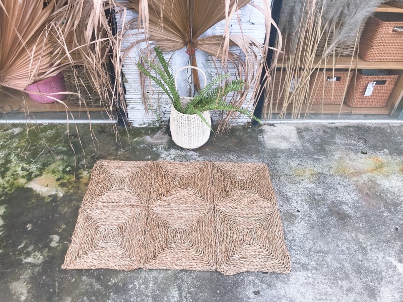 Thảm cói hình vuông (1 ô 30 * 30 cm) nhiều kích thước có thể gấp gọn siêu xinh xắn