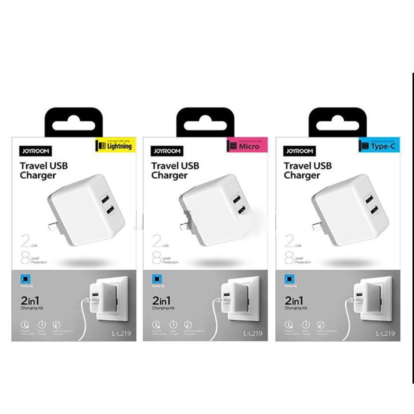 Combo Sạc & Cáp Lightning Du Lịch Joyroom 3.1A - L219