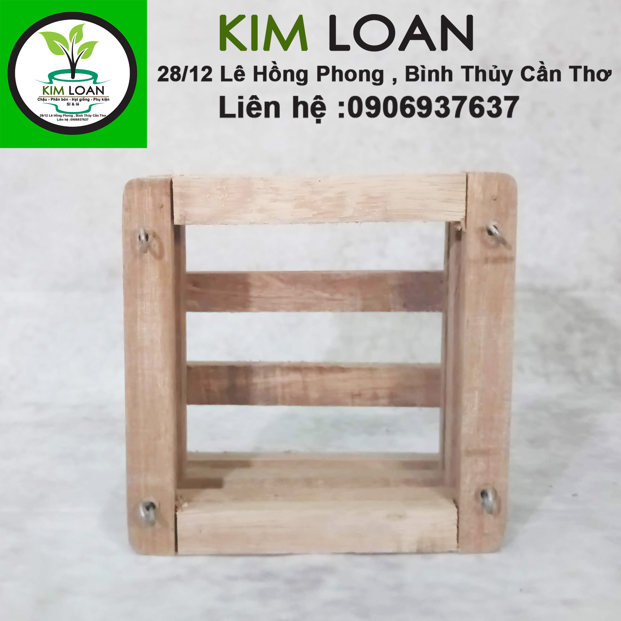 Chậu lan gỗ hộp vuông 15x7cm
