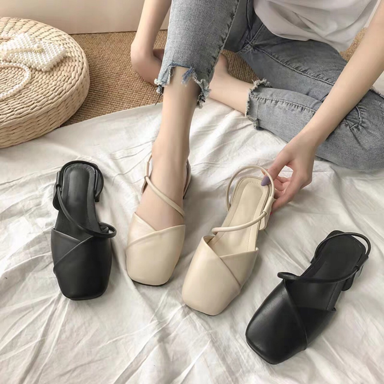 Giày nữ da mềm bít mũi