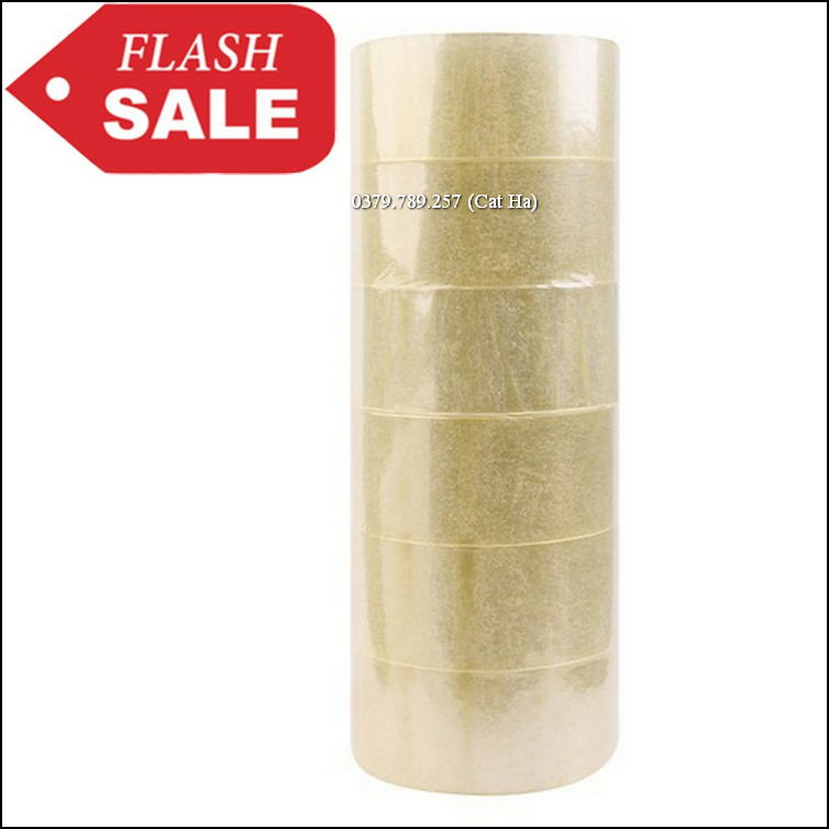 Cây 6 cuộn băng keo trong dán thùng 100yard (1kg1) cao cấp mỗi cuộn 100 vòng giá sỉ