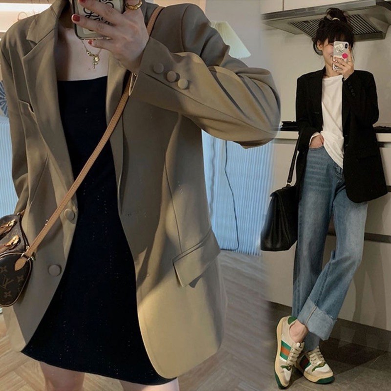 ÁO BRAZER NÂU ĐEN TRẮNG HAI LỚP