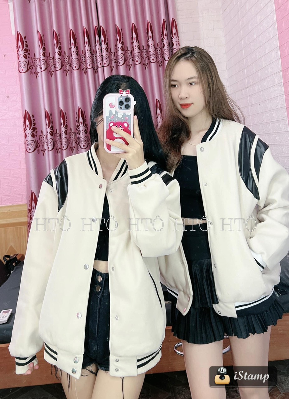 Áo Bomber  Nam Nữ đa màu ❣️ chất liệu: nỉ cotton Túi cơi kẻ trắng cực đẹp, cúc bấm  4 màu: đen, trắng, đỏ, chì