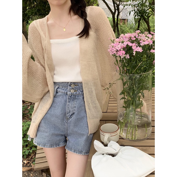 Áo khoác Cardigan len mỏng phong cách Hàn Quốc