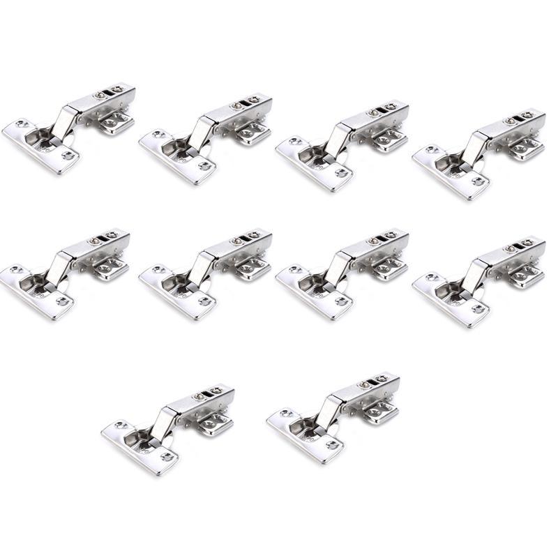 10Pcs Hinge Stainless Steel Door Hydraulic Hinges Damper Buffer Soft Close for Cabinet Kitchen Furniture Hardware Accessories Full Overlay