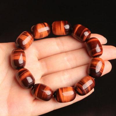 Vòng tay đá mắt hổ nâu đỏ hình lu thống