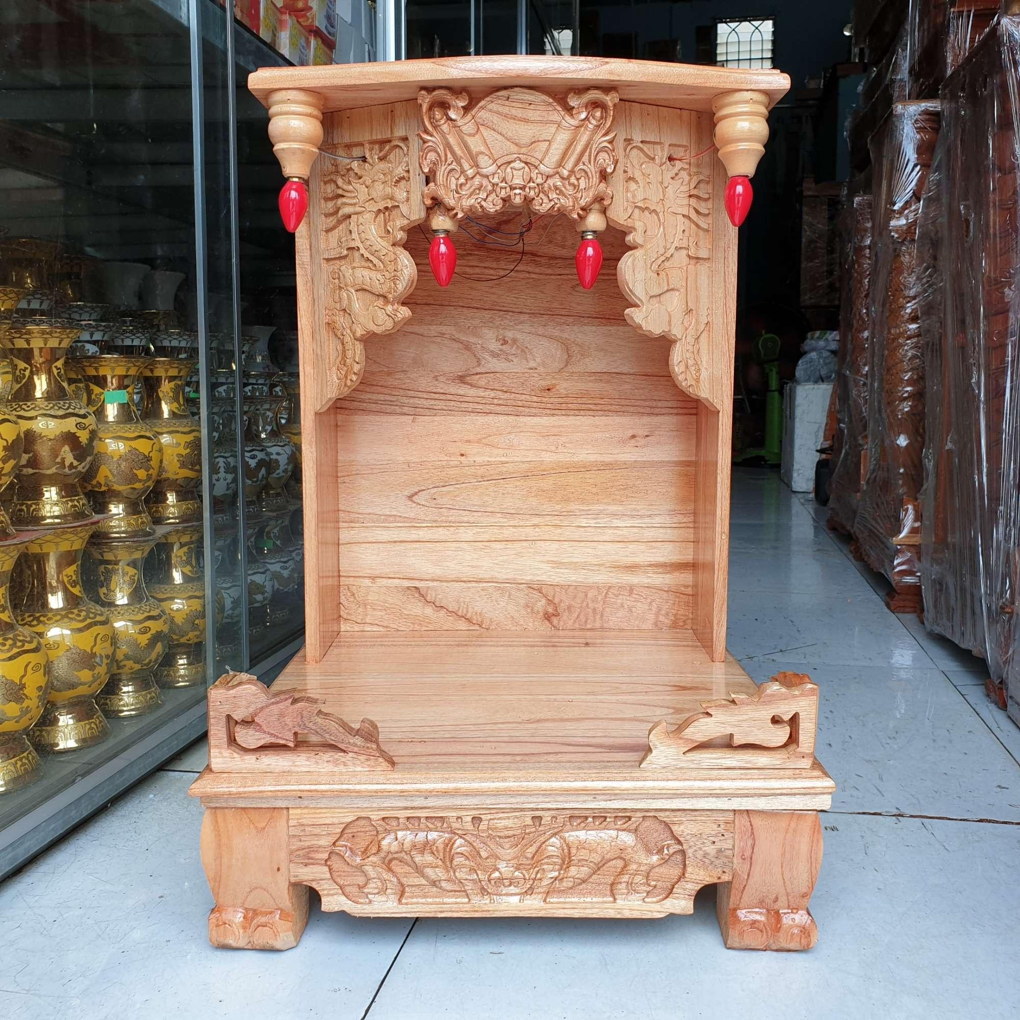 Bàn thờ thần tài ông địa gỗ xoan ngang 42 cm