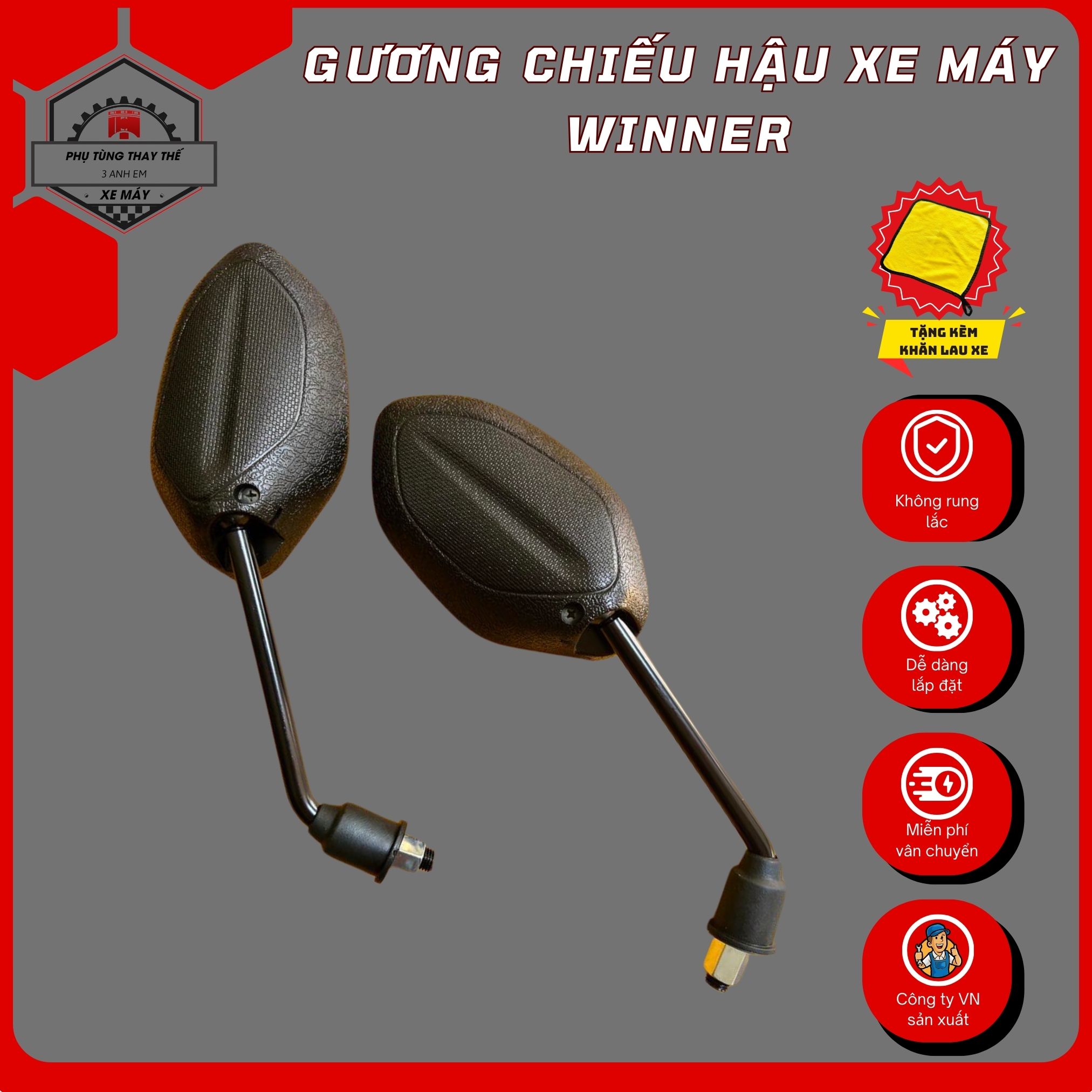 Gương xe máy Winner chân 10li gắn mọi dòng xe