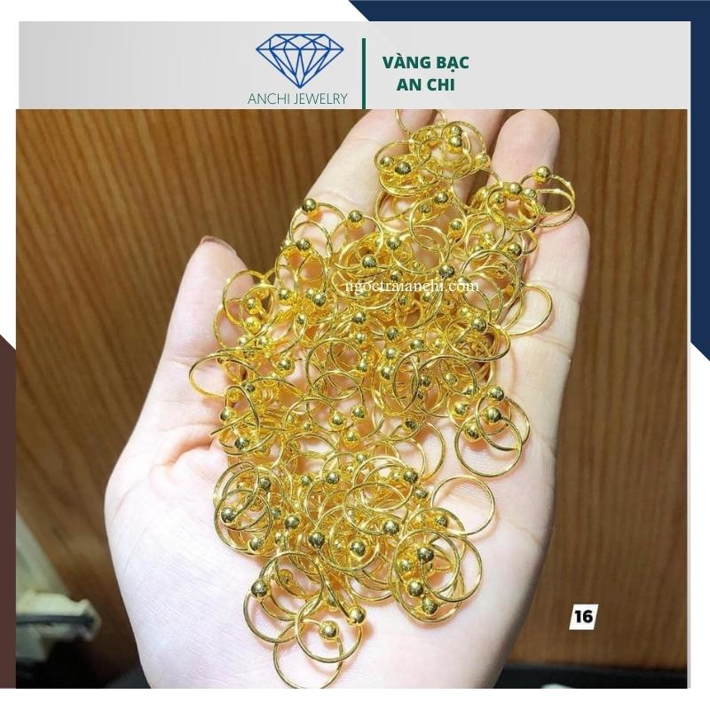 Bông tai vàng tây cho bé và mẹ có bi khoen tròn