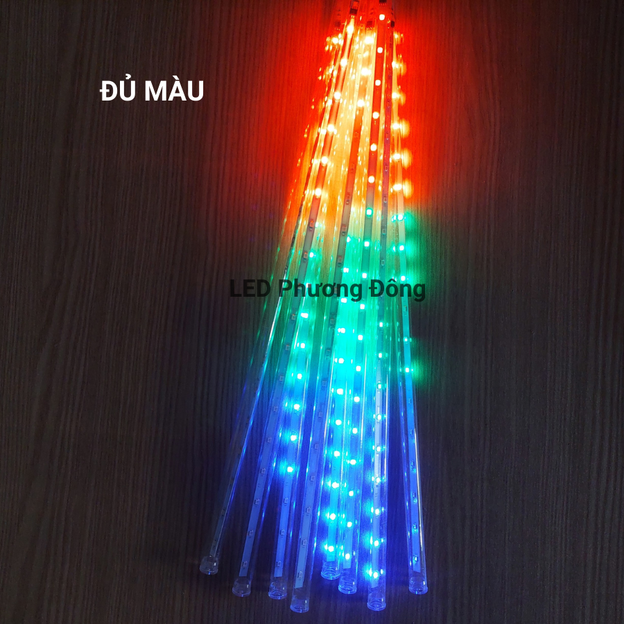 Bộ Đèn LED sao băng giọt nước thả LED mưa sao băng trang trí ngoài trời 8 ống - 50cm - AC 220V kín nước