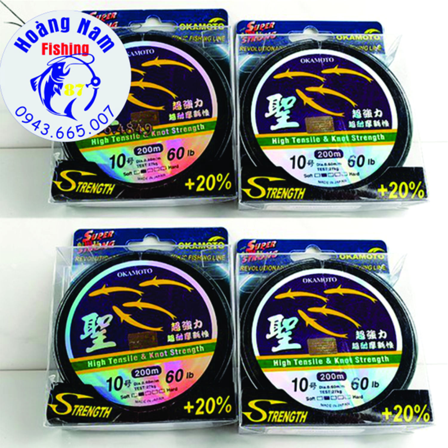 Cước câu cá Okamoto made in Japan. Cước 4 con cá. Cước cá cơm. Đồ Câu Hoàng Nam