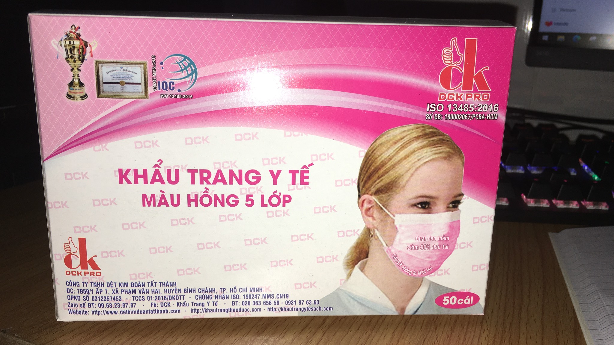 Khẩu Trang Y Tế Màu Hồng 5 Lớp