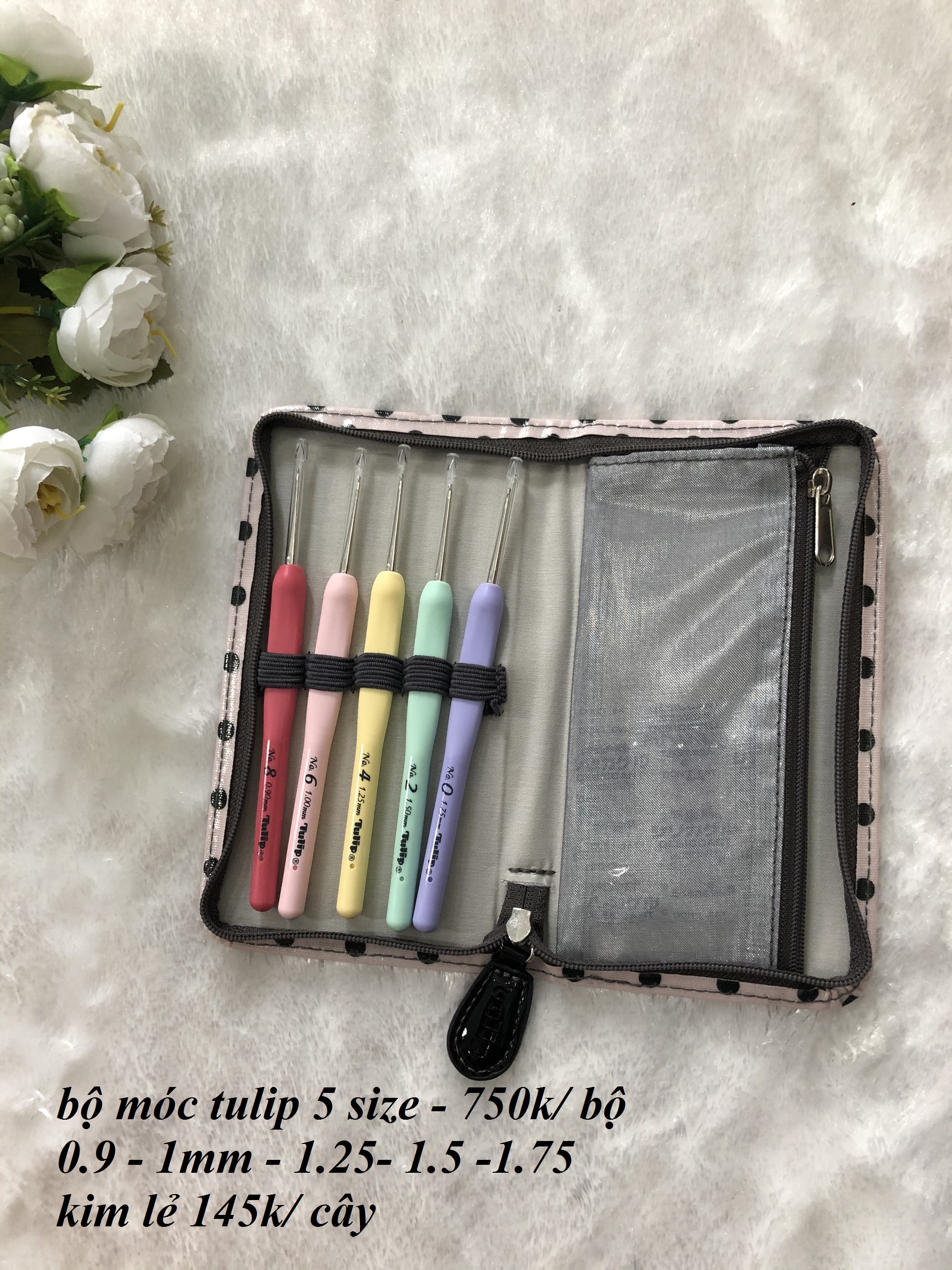 Bộ kim móc tulip 5 cây size nhỏ nhiều màu
