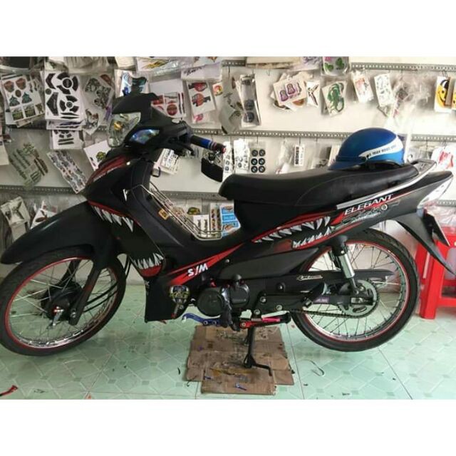 Tem rời elegant răng cá mập đen đỏ